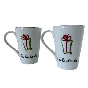 Vintage St Nicholas Square Mugs, Santa, HoHoHo, Fa-la-la-la Coffee, Set of 2
